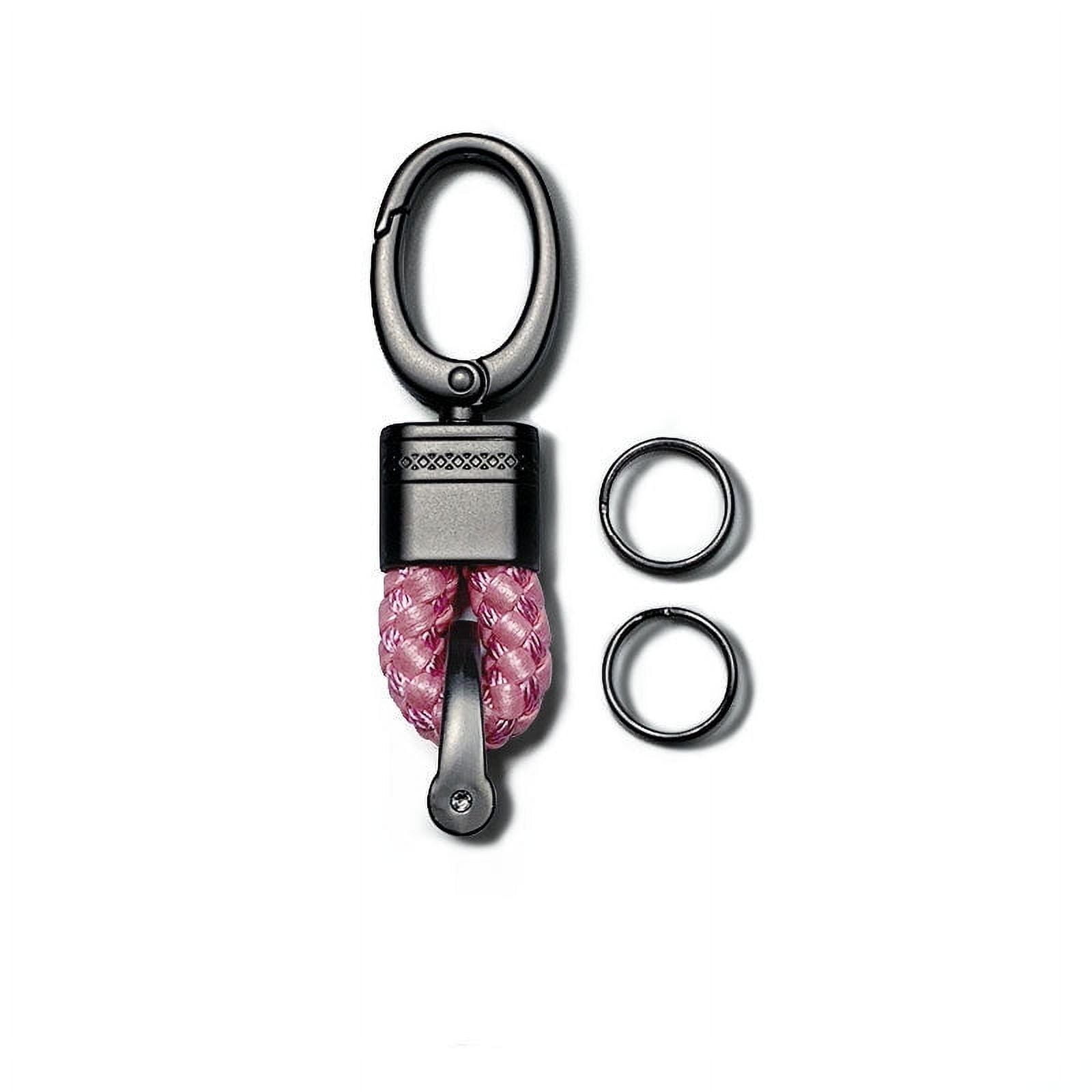 Men's Braided Rope Leather Cord Keychain Short Key Chain Ring, 8cm Total Length