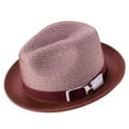 thumbnail image 1 of Men's Braided Two Tone Stingy Brim Pinch Fedora Hat in Burgundy H-68, 1 of 1