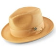 thumbnail image 1 of Men's Braided Wide Brim Pinch Fedora Matching Grosgrain Ribbon Hat in Tan H-42, 1 of 4