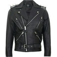 thumbnail image 1 of Men's  Brando  Black ''Ghostrider'' Spiked Leather Biker Jacket-Shefford in Black, 1 of 5