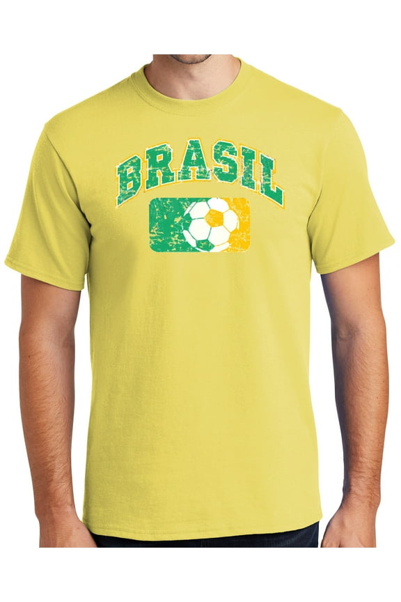 Men's Brasil Brazil Futbol Soccer T-shirt, 2XL Yellow