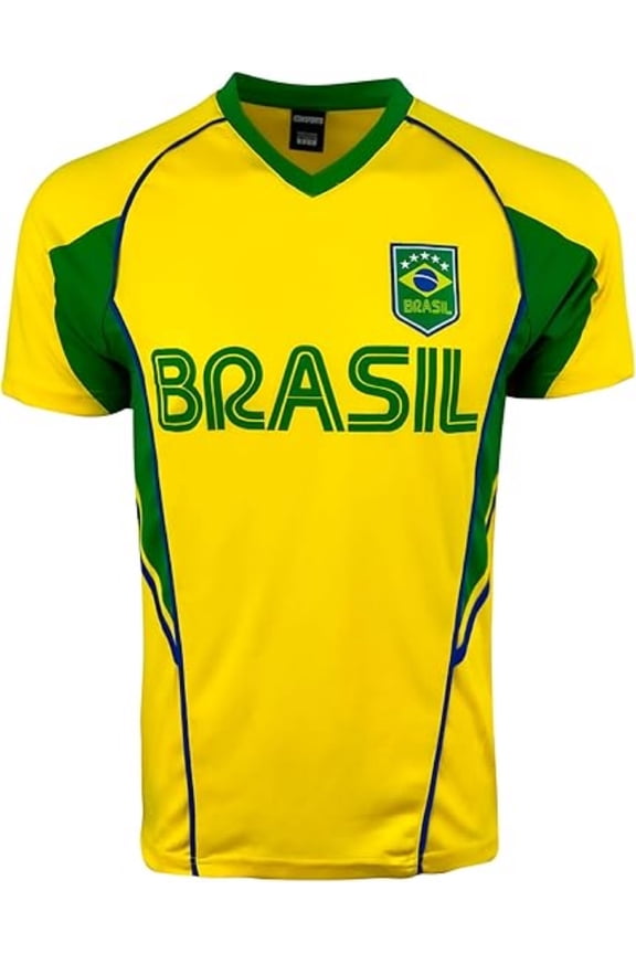 Men's Brasil Performance Jersey, Adult Sizes Brazil Soccer Shirt, Brasil Short Sleeves Tee Shirt