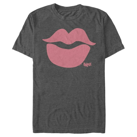 Men's Bratz Lipstick Kiss Graphic Tee Charcoal Heather Small