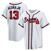 Men's Braves Ronald Acuna Jr#13 Jersey Baseball Team Fan Jerseys Classic Player T-shirt Game Sports Short Sleeved Tops Embroidered Button-down Shirt