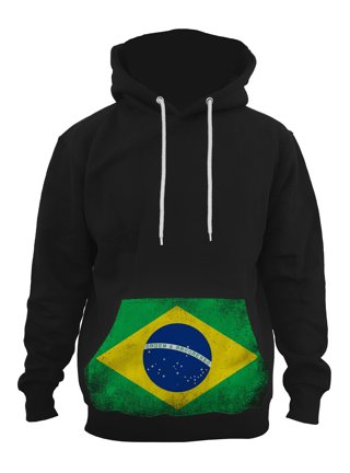 Brazil Flag World Cup Mens Full Zip Hoodie Heather SM 