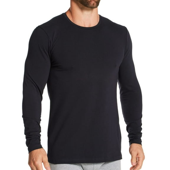 Men's Bread and Boxers 116 Slim Fit Organic Cotton Long Sleeve T-Shirt (Dark Navy XL)