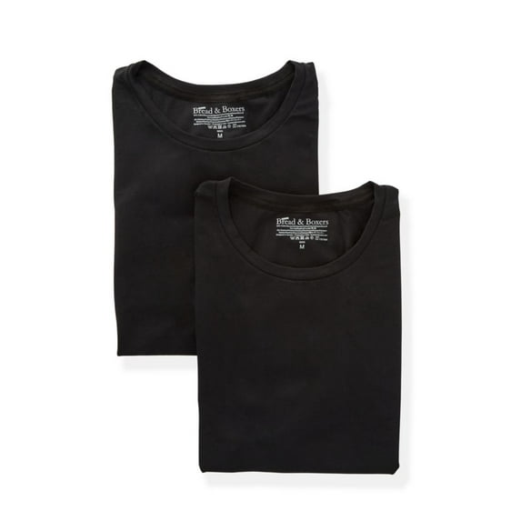 Men's Bread and Boxers 121 Organic Cotton Stretch Slim Fit T-Shirts - 2 Pack (Black 2XL)