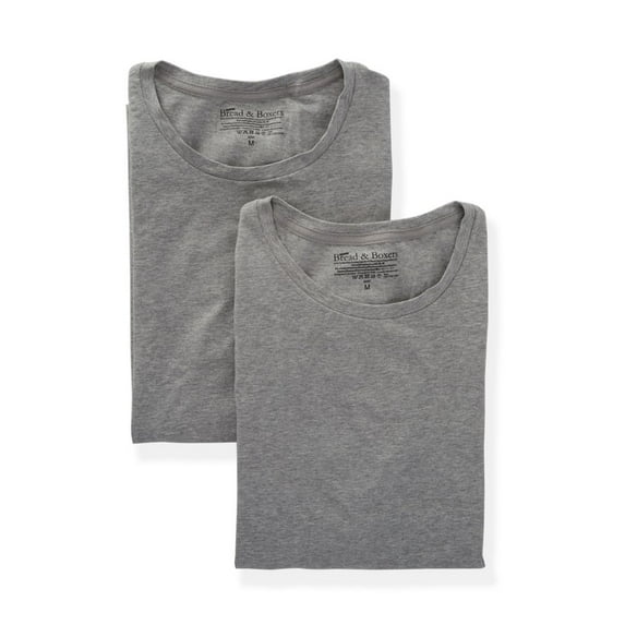 Men's Bread and Boxers 121 Organic Cotton Stretch Slim Fit T-Shirts - 2 Pack (Grey Melange M)