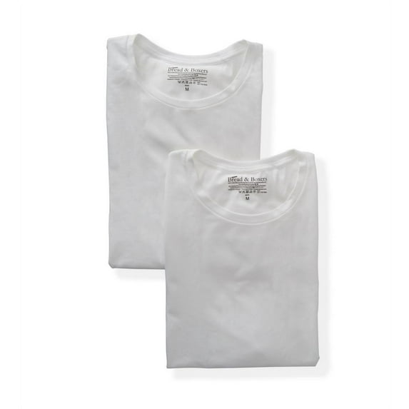 Men's Bread and Boxers 121 Organic Cotton Stretch Slim Fit T-Shirts - 2 Pack (White 2XL)