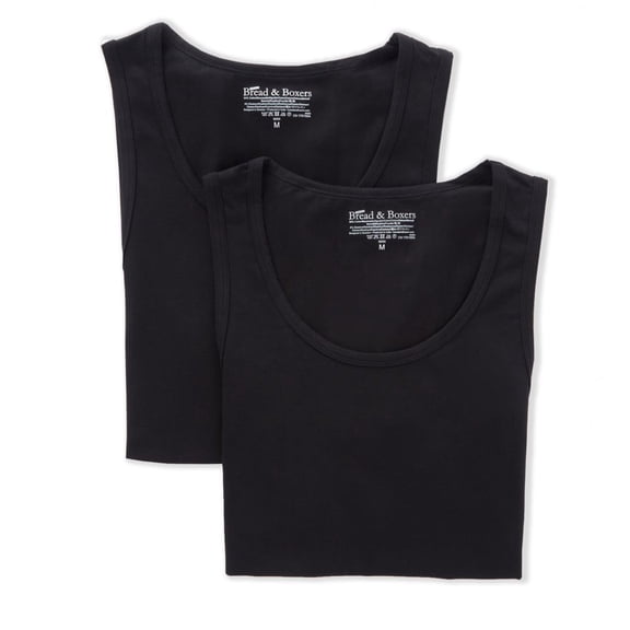 Men's Bread and Boxers 124 Organic Cotton Stretch Tanks - 2 Pack (Black 2XL)