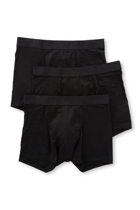 Men's Bread and Boxers 232 Organic Cotton Stretch Boxer Briefs - 3 Pack (Black M)