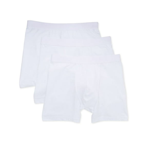 Men's Bread and Boxers 238 Organic Cotton Long Leg Boxer Brief - 3 Pack (White M)