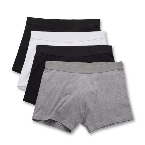 Men's Bread and Boxers 242 Organic Cotton Stretch Boxer Briefs - 4 Pack (White/Black/Grey/Navy L)