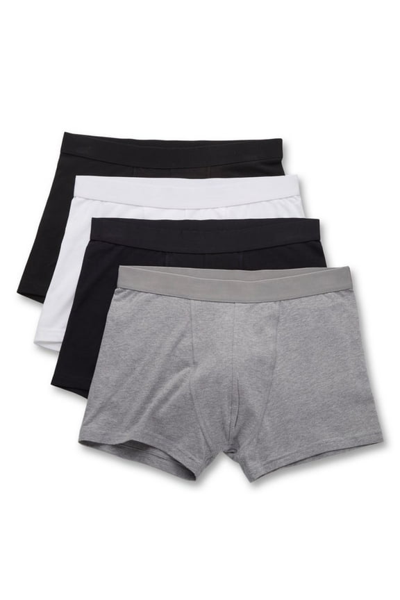 Men's Bread and Boxers 242 Organic Cotton Stretch Boxer Briefs - 4 Pack (White/Black/Grey/Navy M)