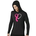 thumbnail image 1 of Men's Breast Cancer Awareness Heart Ribbon Hoodie Tee - Black, 2XL, 1 of 2