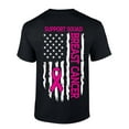 thumbnail image 1 of Men's Breast Cancer Awareness Tshirt Distressed Flag Breast Cancer Support Squad Patriotic Short Sleeve T-shirt Graphic Tee-Black-large, 1 of 4
