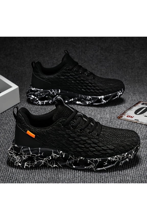 Men's Breathable Blade Type Shoes, Shock Absorption Soft Sole Comfy Outdoor Sneakers For All Seasons Outdoor Running Training