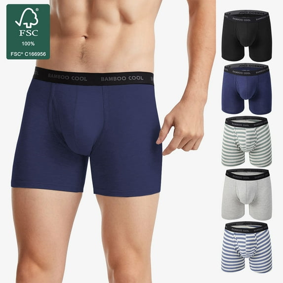 Men's Breathable Boxer Briefs,Bamboo Viscose Underwear for Men,M-XXL,5 Pack