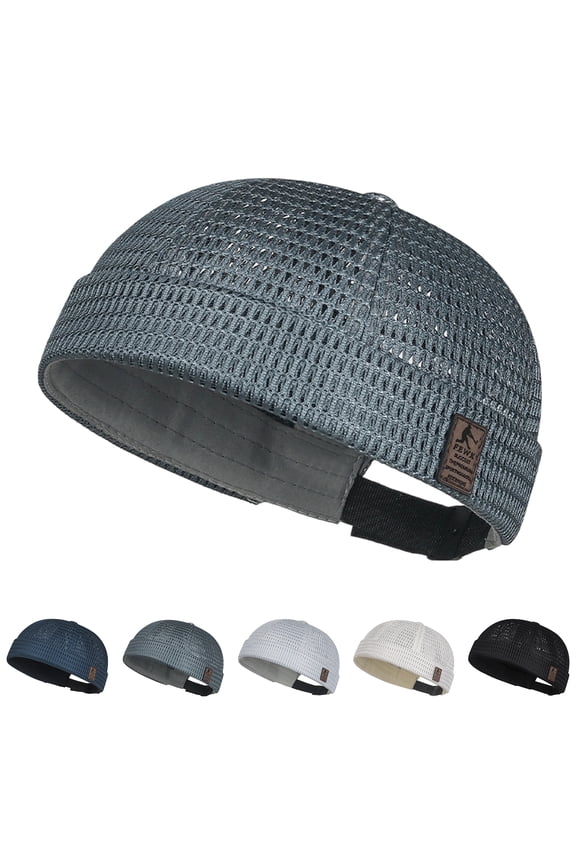 Men's Breathable Brimless Docker Hat – Lightweight Mesh Skull Cap for Summer Outdoor Wear,One Size