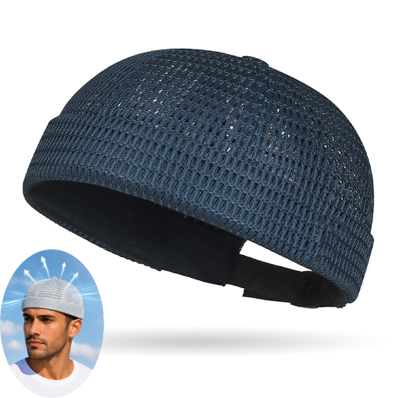 Men's Breathable Brimless Docker Hat,Summer Mesh Tang Lightweight Skullcap, Adjustable Cap Docker Beanie, Breathable Mesh Cap
