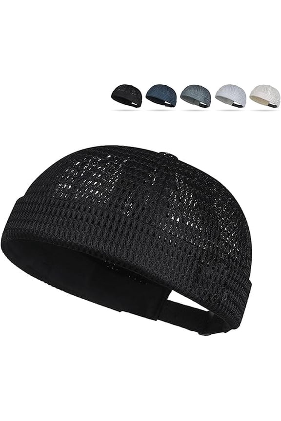Men's Breathable Brimless Hat, Summer Mesh Adjustable Cap, Lightweight Docker Beanie Ventilated Skull Cap(XX)