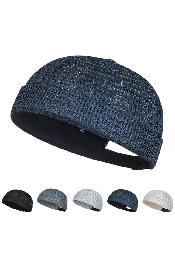 Men's Breathable Brimless Hat Summer Style Mesh Tang Ultra Cooling Skull Adjustable Hip-Hop Cap Docker Beanie Light Gray One Size