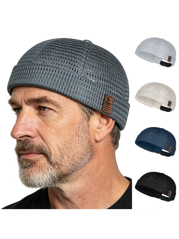 Men's Breathable Brimless Mesh Cap Lightweight Summer Outdoor Skully Hat