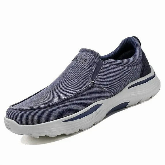Men's Breathable Canvas Casual Shoes Comfortable Loafers Slip on Soft Sneakers