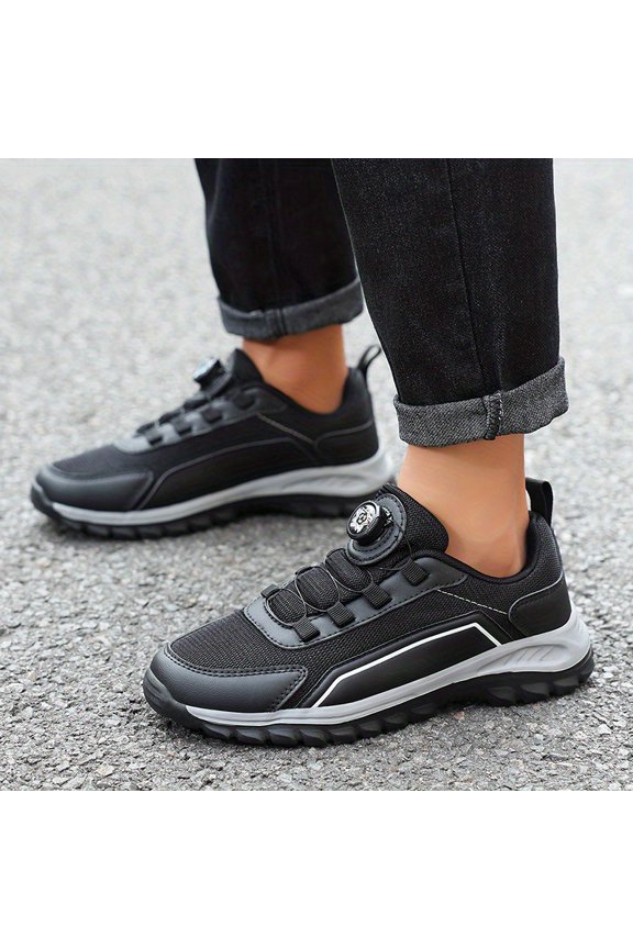 Men's Breathable Casual Sneakers - Lightweight Low-Top Design with PU/Fabric Upper & MD Sole, EVA Cushioned Insole for All-Day Comfort - Trendy Minimalist Striped & Solid Color for Daily Wear