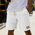 thumbnail image 1 of Men's Breathable Cotton Shorts, Lightweight Drawstring Shorts for Beach with Pockets , Vacation and Casual Wear White 3XL, 1 of 9
