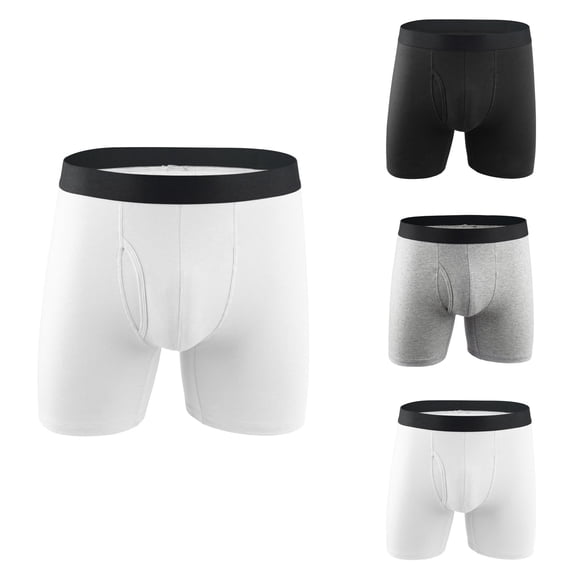 Men's Breathable Cotton Underwear, Comfortable Mid Rise Waistband Boxer Briefs for Everyday Wear