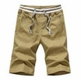 thumbnail image 1 of Men's Breathable Embroidered Loose Shorts 2025 Summer Casual Drawstring Elastic Waist Workout Beach Vacation Shorts for Outdoor Hiking (Khaki_03 , XL), 1 of 2