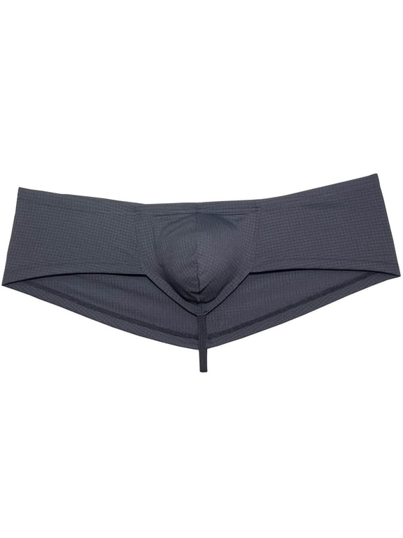 Men's Breathable Hipster Hip Hop Boxer Briefs Underwear Bulge Pouch Bikini Bottoms 1/2 Buttocks Black L