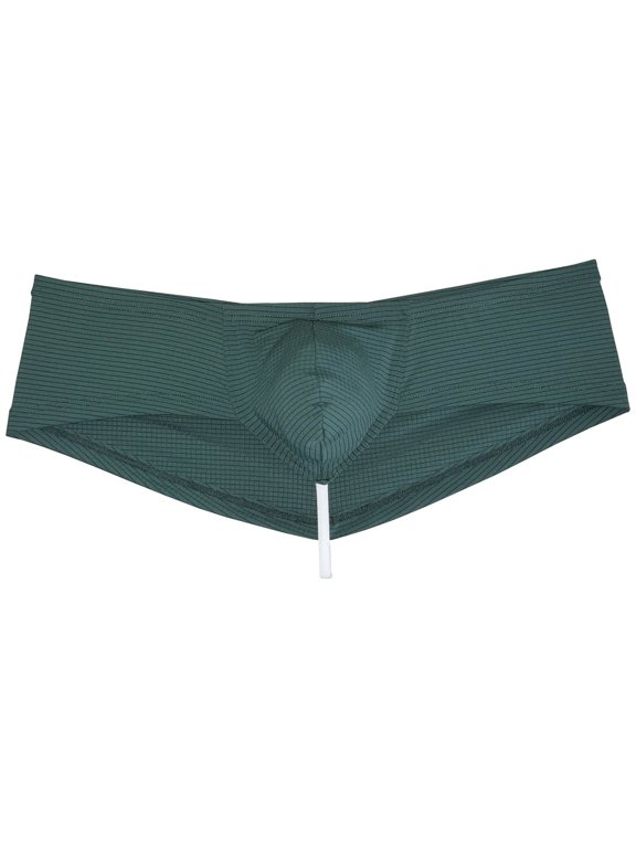 Men's Breathable Hipster Hip Hop Boxer Briefs Underwear Bulge Pouch Bikini Bottoms 1/2 Buttocks Dark Green XL