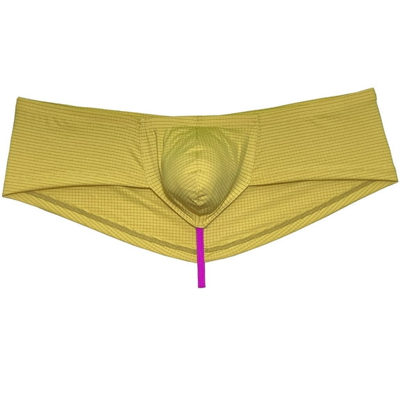 Men's Breathable Hipster Hip Hop Boxer Briefs Underwear Bulge Pouch Bikini Bottoms 1/2 Buttocks Fruit Yellow M