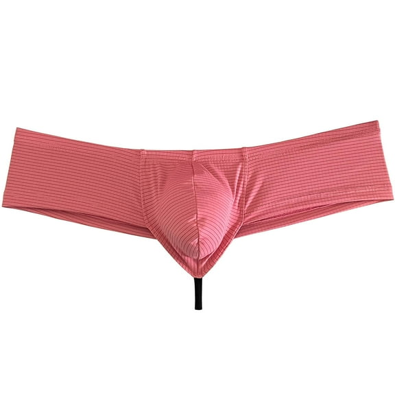 Men's Breathable Hipster Hip Hop Boxer Briefs Underwear Ultimate Bikini Bottoms Panties 1/3 Buttocks Peach Carmine M