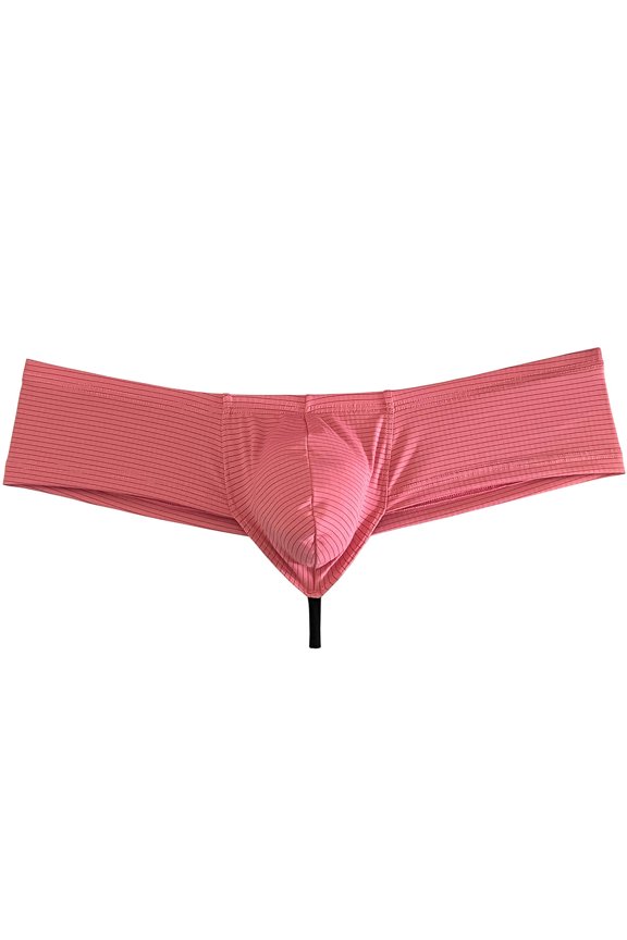 Men's Breathable Hipster Hip Hop Boxer Briefs Underwear Ultimate Bikini Bottoms Panties 1/3 Buttocks Peach Carmine XL