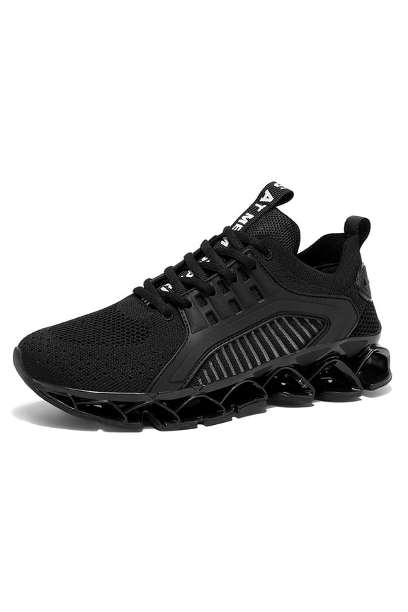 Men's Breathable Knit Blade-Sole Sneakers, Lightweight Lace-Up Athletic Shoes with Shock Absorption for Running, Gym, and Casual Streetwear
