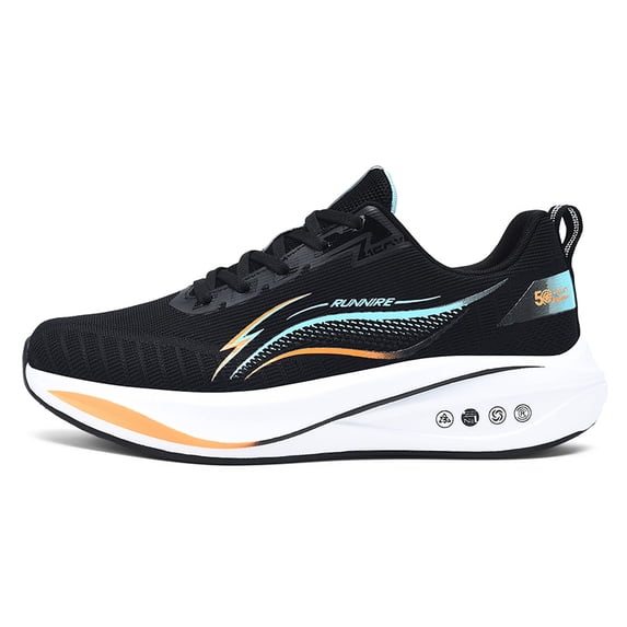 Men's Breathable Knit Running Shoes, Lightweight Lace-Up Athletic Sneakers with Thick Cushioned Sole, Shock Absorbing Footwear for Gym, Jogging, and Daily Activities