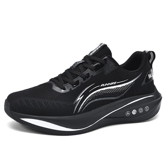 Men's Breathable Knit Running Shoes, Lightweight Lace-Up Athletic Sneakers with Thick Cushioned Sole, Shock Absorbing Footwear for Gym, Jogging, and Daily Activities