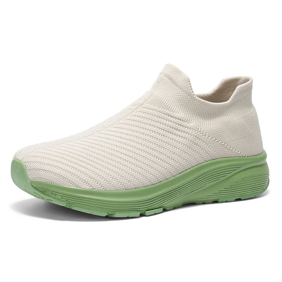 Men's Breathable Knit Slip-On Sneakers, Lightweight Sock-Like Casual Shoes with Thick Non-Slip Sole, Comfortable Footwear for Walking, Travel, and Everyday Wear