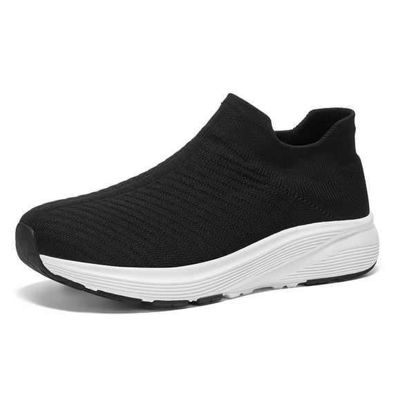Men's Breathable Knit Slip-On Sneakers, Lightweight Sock-Like Casual Shoes with Thick Non-Slip Sole, Comfortable Footwear for Walking, Travel, and Everyday Wear