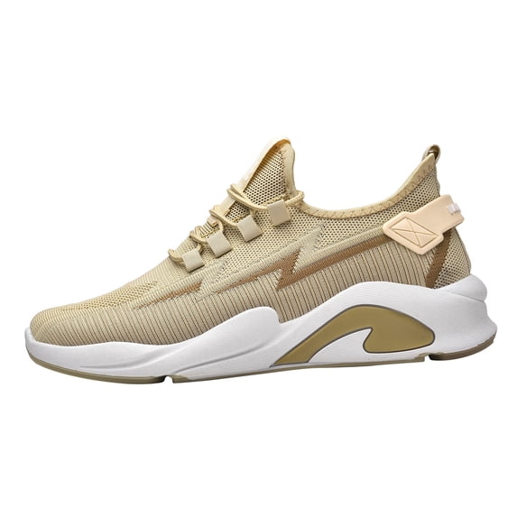 Men's Breathable Knit Sneakers with Cushion Sole, Comfortable Thick-Soled Sport Shoes Lightweight Casual Running Shoes Fashion 𝖫a𝖼e Up Jogging Shoes for Summer and Autumn