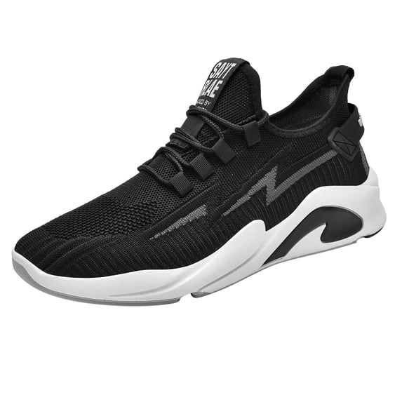 Men's Breathable Knit Sneakers with Cushion Sole, Comfortable Thick-Soled Sport Shoes Lightweight Casual Running Shoes Fashion 𝖫a𝖼e Up Jogging Shoes for Summer and Autumn
