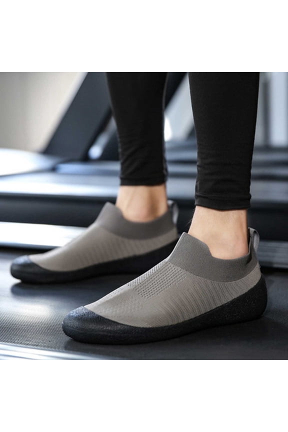 Men's Breathable Knit Walking Tennis Gym Slip On Laceless Sneakers