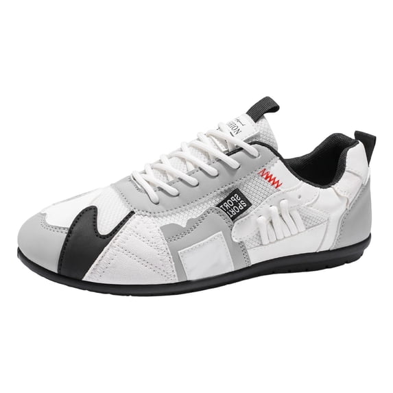 Men's Breathable Lightweight Running Shoes Thick Soft Sole Casual Lace Up Low Cut Round Toe Outdoor Sports Sneakers(White,Size 11)