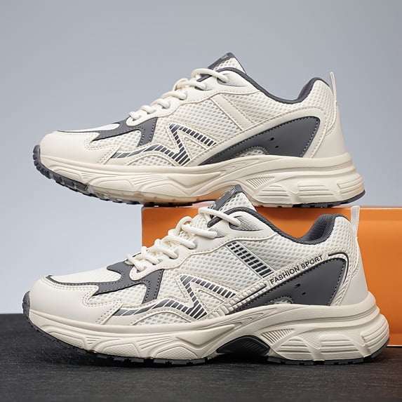Men's Breathable Lightweight Sneakers with Thick Cushioned Sole - Minimalist Lace-Up Low-Top Sneakers Daily Wear - Year-Round Comfortable Sneaker Suitable for Outdoor, Gym, Running, (Wide Size Avail