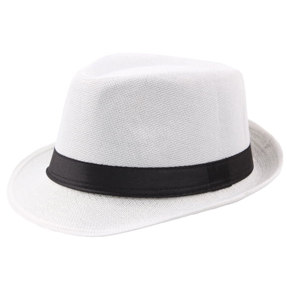 Men's Breathable Linen Jazz Hat, Classic Top Hat for Summer Outdoor Sun Protection Travel Daily Wear, Nice Gift(One size,White)