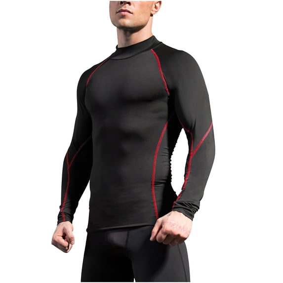 Men's Breathable Long Sleeve Athletic Training Shirt Solid Round Neck Top