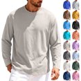 thumbnail image 1 of Men's Breathable Long Sleeve Crew Neck T-Shirt Solid Color Athletic Workout Top for Gym Running & Casual Wear, 1 of 6
